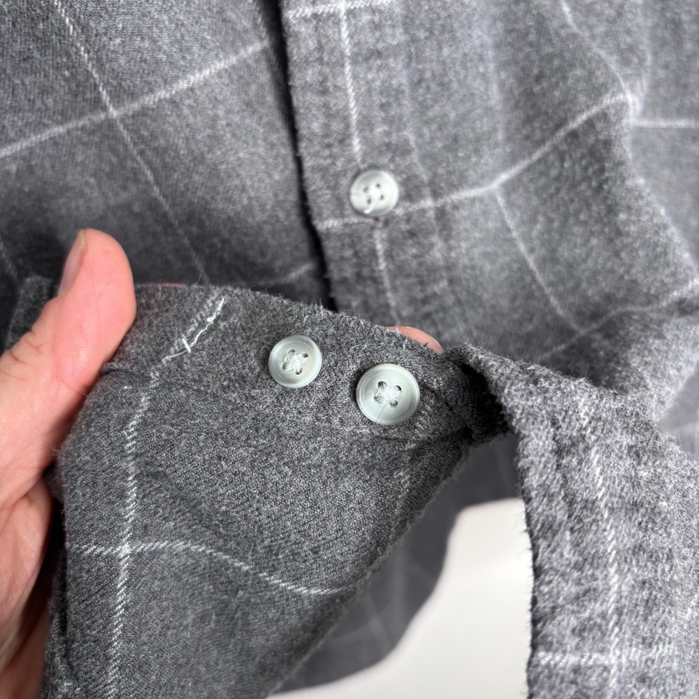 Marine Layer Gray Windowpane Flannel Button Down Shirt Size L - Picture 4 of 9